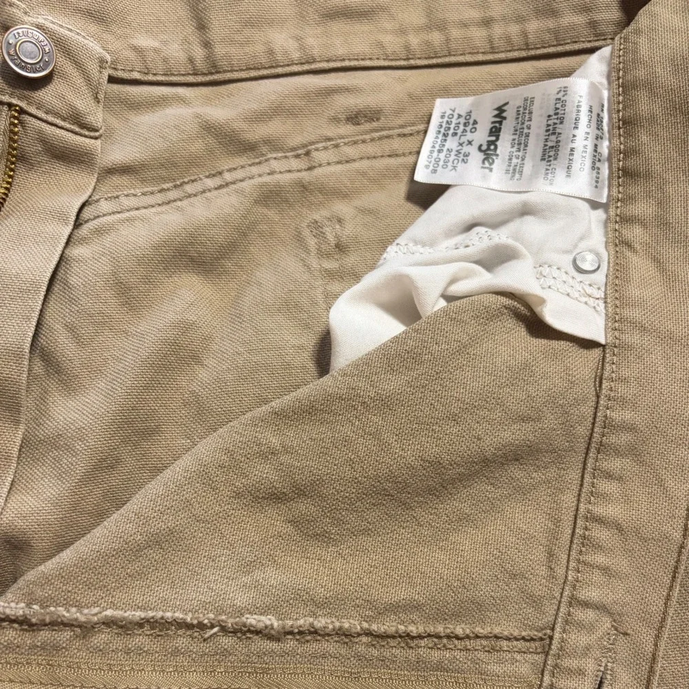 Wrangler Riggs Workwear Mens 40x32 Tan Khaki Carpenter Pants Canvas Utility EUC